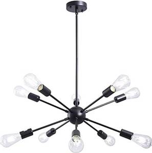 lot 22642 image: 10 LIGHT SPURNIK CHANDELIER MATTE BLACK