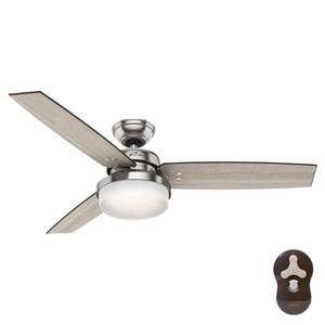 lot 22681 image: Hunter 52 Sentinel Brushed Nickel Ceiling Fan with Light Kit and Remote