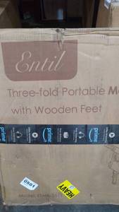 lot 22694 image: ENTIL THREE FOLD PORTABLE MASSAGE TABLE WITH WOODEN FEET MODELETMB-3511