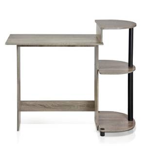lot 22697 image: Furinno Compact Computer Desk with Shelves, French Oak GreyBlack, 11181GYWBK
