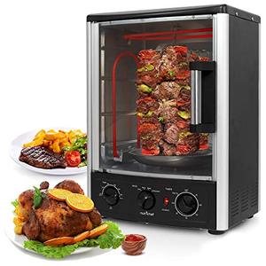 lot 22703 image: Nutrichef Upgraded Multi-Function Rotisserie Oven - Vertical Countertop Oven with Bake, Turkey Thanksgiving, Broil Roasting Kebab Rack with Adjustable Settings, 2 Shelves 1500 Watt - AZPKRT97