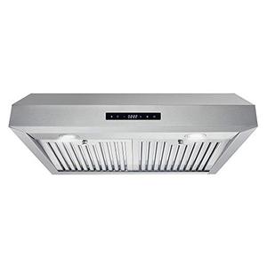 lot 22719 image: Cosmo UMC30 Under Cabinet Stainless Steel Range Hood with 380 CFM, Permanent Filters & LED Lights, 30 inch