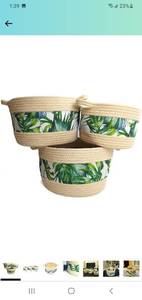 lot 22720 image: JoyCello Cottton Rope Baskets Woven Basket Storage Toy Basket Set of 3 �� �� �� �� �� �� ��