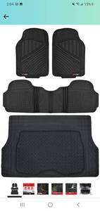 lot 22725 image: the Motor Trend Store 4.2 out of 5 stars  9,624Reviews Motor Trend FlexTough Performance All Weather Rubber Car Floor Mats with Cargo Liner - Full Set Front & Rear Odorless Floor Mats for Cars Truck SUV, BPA-Free Automotive Floor Mats (Black)