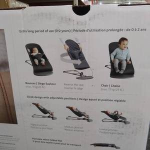 lot 22732 image: Babybj�rn Bouncer Bliss Bundle W Toy Bar Anthracite Dark Grey Distressed Box