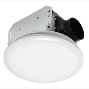 lot 22737 image: Homewerks Worldwide 50 CFM Ceiling No Cut Installation Bathroom Exhaust Fan with LED Light, White