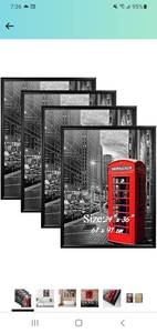 lot 22739 image: PETAFLOP 4 Pack 24x36 Frame for Pictures with Plexiglass Front, Black Poster Frames for 24 x 36 inch Wall Art