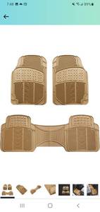 lot 22744 image: Amazon Basics 3-Piece Flexible Rubber Car Floor Mat, Beige