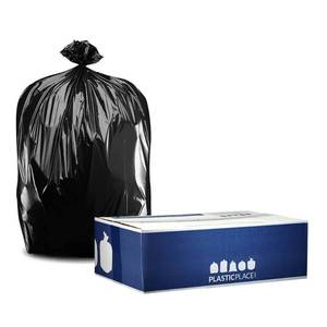lot 22745 image: Plasticplace 55-60 Gallon Trash Bags - Black, case of 50 bags