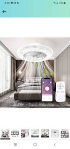 lot 22758 image: KOYOSO 22 Inch Modern Ceiling Fans Indoor with Light, Remote Control LED 3 Color Changing Stepless Dimming Low Profile Flush Mount Celing Fan with APP for Bedroom Living Room
