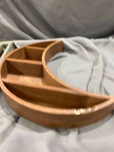 lot 22809 image: Showing results for Handcrafted Wooden Crescent Moon Shelf - Features a True Crescent Moon Phase Shape on Natural Wood Tones - Unique Home Decor Floating Shelf for Rustic, Modern, and Nursery Themes - Size Large19x17
