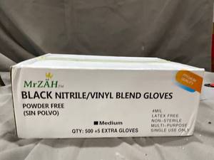 lot 22816 image: MrZ�H NITRILEVINYL BLEND GLOVES Medium