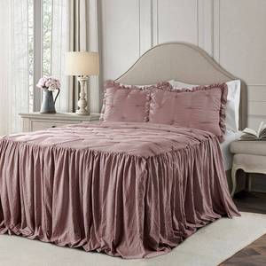 lot 22824 image: Ravello Pintuck Ruffle Skirt 3Pc King Bedspread Set