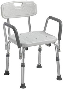 lot 22828 image: Wave Medical Products Adjustable Shower Chair with Padded Arms - Sturdy Bath Seat...