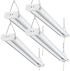 lot 4430 image: Linkable LED Shop Light for Garage, 42W 5000lm 4FT, 6000-6500K Daylight White, with Pull Chain (ONOff) , 5-Year-Warranty, 6000K (4PK)