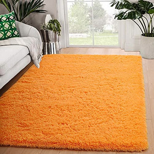 lot 4436 image: Faux Orange Rug,Non Slip Backing 64�25