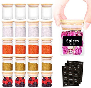 lot 4468 image: SAIOOL 20 Pack - 2.5 FL OZ (73ml) Mini Spice Jars with Wood Lid, Easy to Clean-BPA Free & Dishwasher Safe -Try filling with Spices, Herbs,Beans, Gifts, Wedding Party Favors, DIY and more