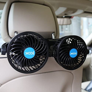 lot 4469 image: Car Fan, XOOL Electric Car Fans for Rear Seat Passenger Portable Car Seat Fan Headrest 360 Degree Rotatable Backseat Car Fan 12V Cooling Air Fan with Stepless Speed Regulation for SUV, RV, Vehicles