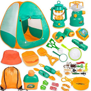 lot 4489 image: Meland Kids Camping Set with Tent 24pcs - Camping Gear Tool Pretend Play Set for Toddlers Kids Boys Girls Outdoor Toy Birthday Gift