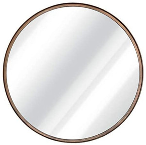 lot 4519 image: 27.5 Large Round Mirror - Beautiful Brushed Bronze Wall Mirror - Handcrafted Oil Rubbed Circle Mirror - Metal Framed Decorative Mirrors for Wall - Hanging Mirror - Large Circular Wall Mirror