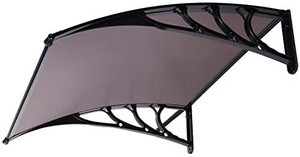 lot 4526 image: VIVOHOME Polycarbonate Window Door Awning Canopy Brown with Black Bracket 40 Inch x 40 Inch