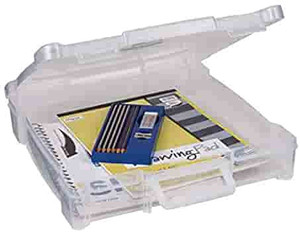 lot 4531 image: ArtBin 6913AB Portable Art & Craft Organizer with Handle, Holds Up to 12 x 12 Paper, 1 Plastic Storage Case, Clear, 1 Pack