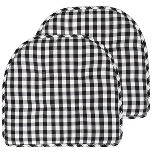 lot 4546 image: Checkered Memory Foam U-Shape Non-Slip Chair Cushion Pad 2 Pack - BlackWhite
