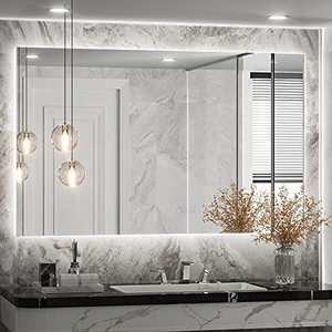 lot 4556 image: TokeShimi Backlit LED Mirror, 40 x 24 Inch Wall Mirror with Lights, Anti Fog Mirror, Modern Bathroom Mirrors for Vanity, LED Lighted Bathroom Mirror with Switch, Dimmable (HorizontalVertical)