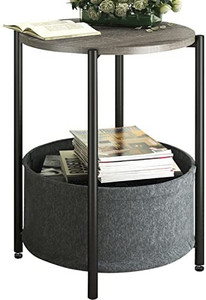 lot 5234 image: Allewie Round Side Table with Fabric Storage Basket