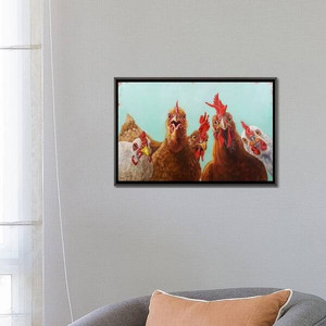 lot 5236 image: iCanvas Chicken For Dinner by Lucia Heffernan Framed Canvas Print
