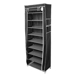 lot 5244 image: 10-Layers Room-saving Non-woven Fabric Shoe Rack Black