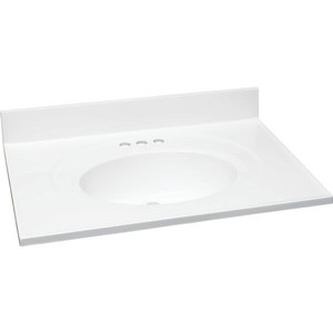 lot 5256 image: Modular Vanity Tops 25 X 22 Solid White Cultured Marble Vanity Top And Bowl