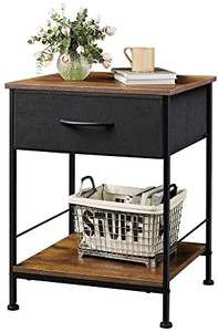lot 5287 image: WLIVE Nightstand, End Table with Fabric Storage Drawer