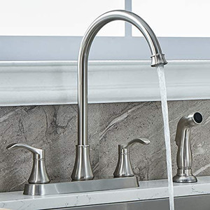 lot 5294 image: VALISY Commercial Lead-Free Oil Rubbed Bronze Two Handle Kitchen Sink Faucet