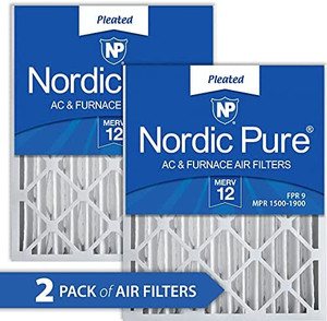 lot 5304 image: Nordic Pure 16x25x4 MERV 12 Pleated AC Furnace Air Filters 2 Pack