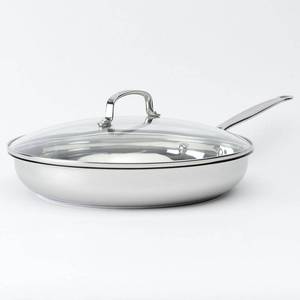 lot 5318 image: Cuisinart Chefs Classic 12-Inch Stainless Steel Skillet With Glass Cover, Size One Size - Metallic