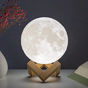 lot 5343 image: Moon Lamp Moon Night Light 3D Printed 4.7IN Lunar Lamp for Kids Gift for Women USB Rechargeable Touch Control Brightness Warm and Cool White