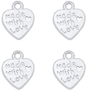 lot 5349 image: Yansanido Alloy Pack of 100 Heart Shape Bright Silver Made with Love Charms Pendants for Making Bracelet Necklace Jewelry Making Supplies for Wedding Decoration(Made with Love 100pcs Bright Silver)