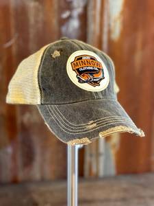 lot 5358 image: Angry Minnow Vintage Hat - Distressed Black XXL (Does not have logo  hat is blank)