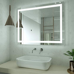 lot 5373 image: HAUSCHEN HOME 32x40 inch LED Lighted Bathroom Wall Mounted Mirror with High Lume, CRI 95 Adjustable Color Temperature, Anti-Fog Separately Control, Dimmer Function, ETL Listed