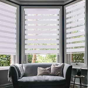 lot 5379 image: LUCKUP Horizontal Window Shade Blind Zebra Dual Roller Blinds Day and Night Blinds Curtain, 37.5�90