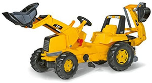 lot 5383 image: rolly toys CAT Construction Pedal Tractor Backhoe Loader (Front Loader and ExcavatorDigger), Youth Ages 3 , Yellow