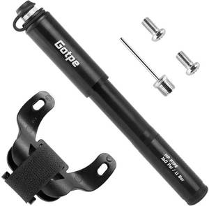 lot 5401 image: GOTPE Mini Bike Pump- 160PSI -Fits Presta and Schrader valves -High Black
