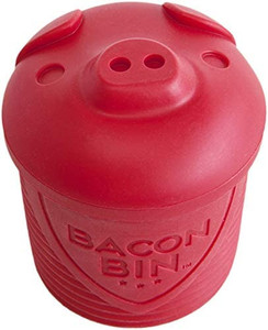 lot 5423 image: Talisman Designs Bacon Bin Grease Strainer & Collector  Red  Family Friendly Kitchen Tools  Fun & Functional Silicone Grease Container  Holds up to 1 cup
