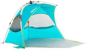 lot 6768 image: Pop Up Beach Tent Sun Shelter, 2-3 Person Instant Beach Shade Umbrella Easy Set-up, with SPF 50 UV Protection, Water-Resistant Beach Canopy for Fishing Hiking Camping, with Extended Porch