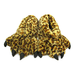 lot 6773 image: Wishpets Size Large 15-Inch Furry Leopard Slippers