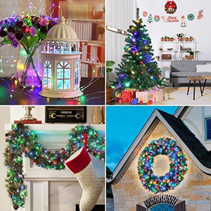 lot 6786 image: Pack Solar String Lights Outdoor Waterproof 33ft 100 LED Solar Fairy Lights,8 Modes Multicolor Copper Wire Solar Twinkle Lights for Christmas, Bedroom, Patio, Wedding, Party Decorations