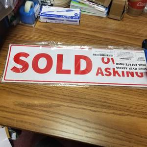 lot 6788 image: 1PC - Sold Over Asking Real Estate Sign Riders Sleeves, 17 x 5