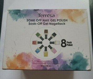 lot 6802 image: Terresa Gel Nail Polish Set Bright Soak Off 8 Pastel Polishes Classic Home lamp not included