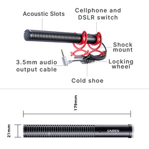 lot 6803 image: SAIREN Q3 Super Cardioid Condenser Microphone Interview Mic 3.5mm Plug-and-Play Compatible with Android Smartphone DSLR Cameras